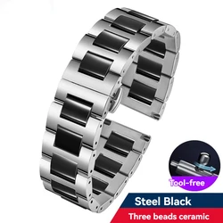 Huawei GT5 Pro Ceramic Strap Smartwatch Fashion Chain - Elegant Wristband - 18mm - width (4101 silver black)