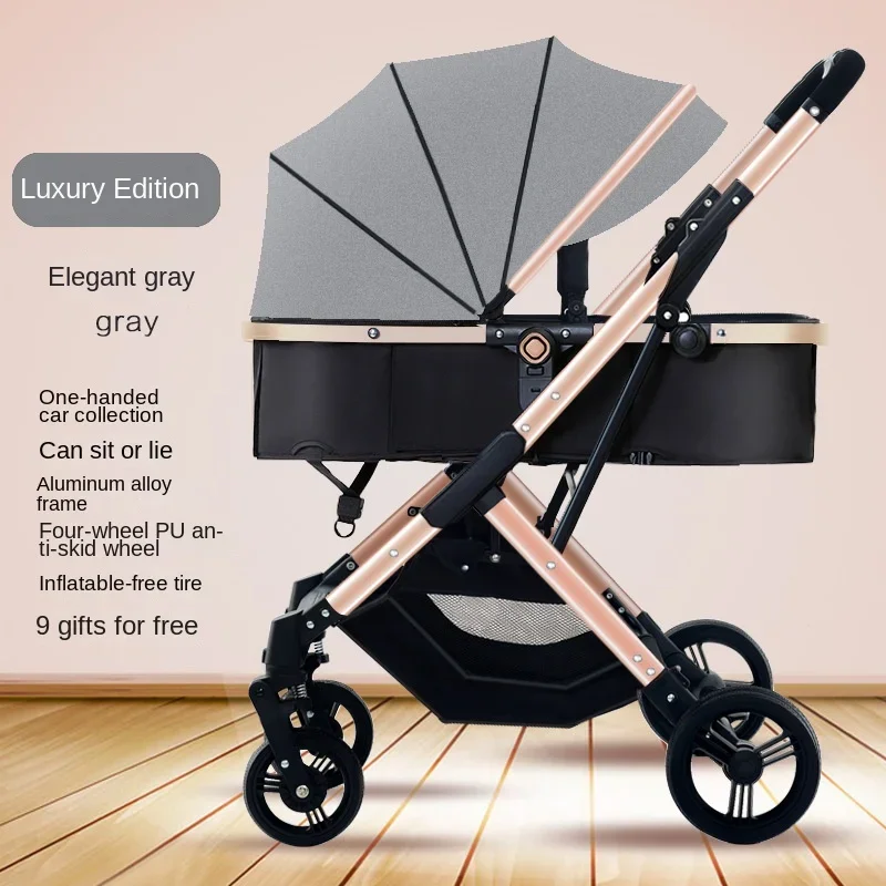 

Lightweight Stroller High Landscape Foldable Newborn Travel Stroller Four Wheels Two-way Swivel Seat Portable Baby Stroller