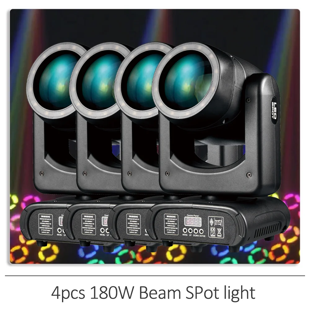 

4Pcs/lot 180W LED Beam Moving Head Light With Beam 18 Prism Aperture Rainbow Effect DMX512 DJ Disco Party Bar Show Stage Effects