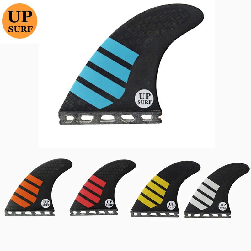 UPSURF Single Tabs Fins M Size Fibreglass Honeycomb Blue/White/Red/Orange Surfboards Fin 3 pieces per set Surf Fin Ocean Sports