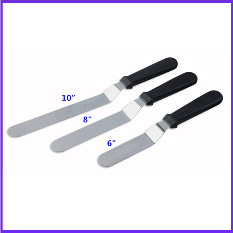Angled Icing Spatula with Plastic Handle-Cake Decorating Tools 6',8',10' Stainless Steel Cake Spatula Ustensiles Patisserie