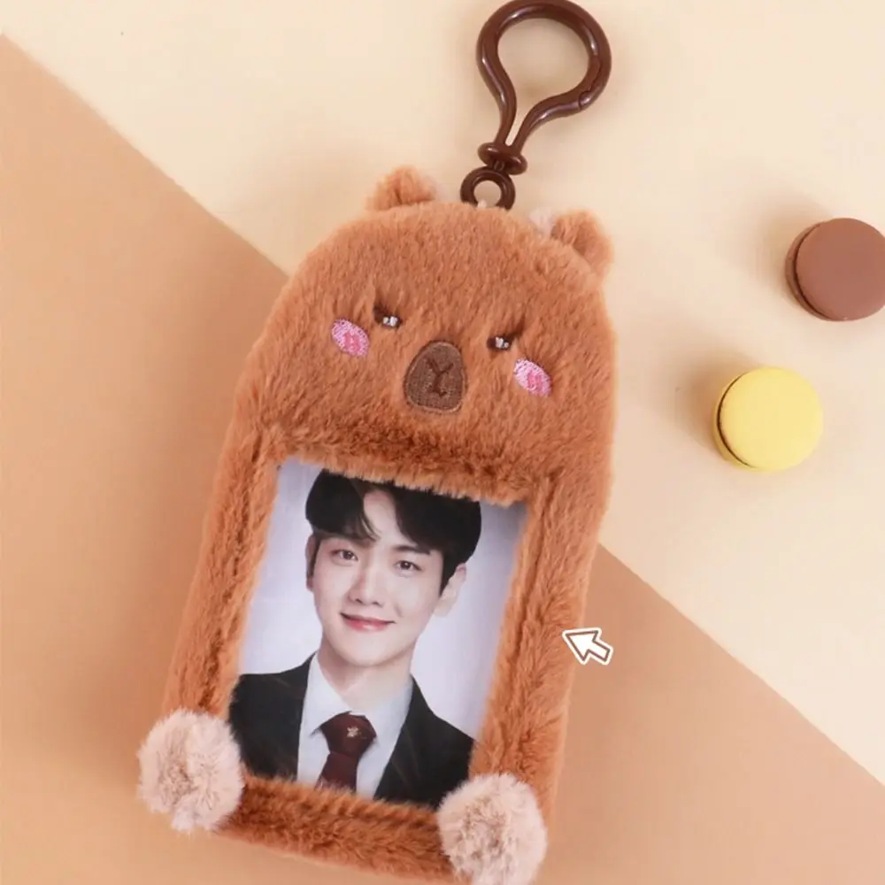 

Capybara Photocard Holder Fluffy Cat Cartoon Vegetable Bus Card Holder INS Rabbit Plush Kpop Photocard Holder Lady