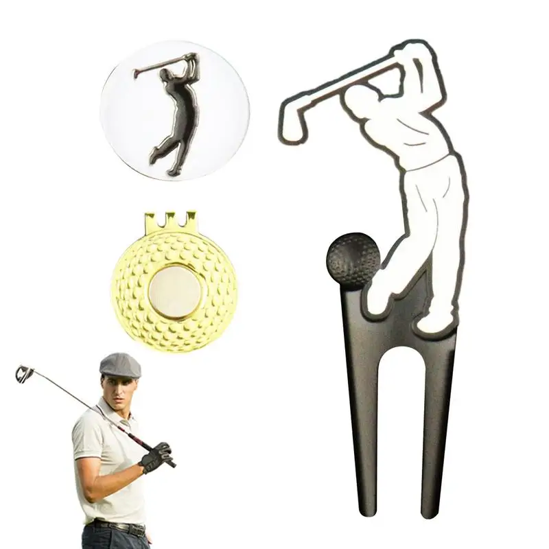 

Инструмент для ремонта Golf Divot, зажим для шляпы, маркер для мяча, креативный маркер для мяча для гольфа, инструмент для ремонта, Металлический Зеленый инструмент, портативный инструмент для гольфа