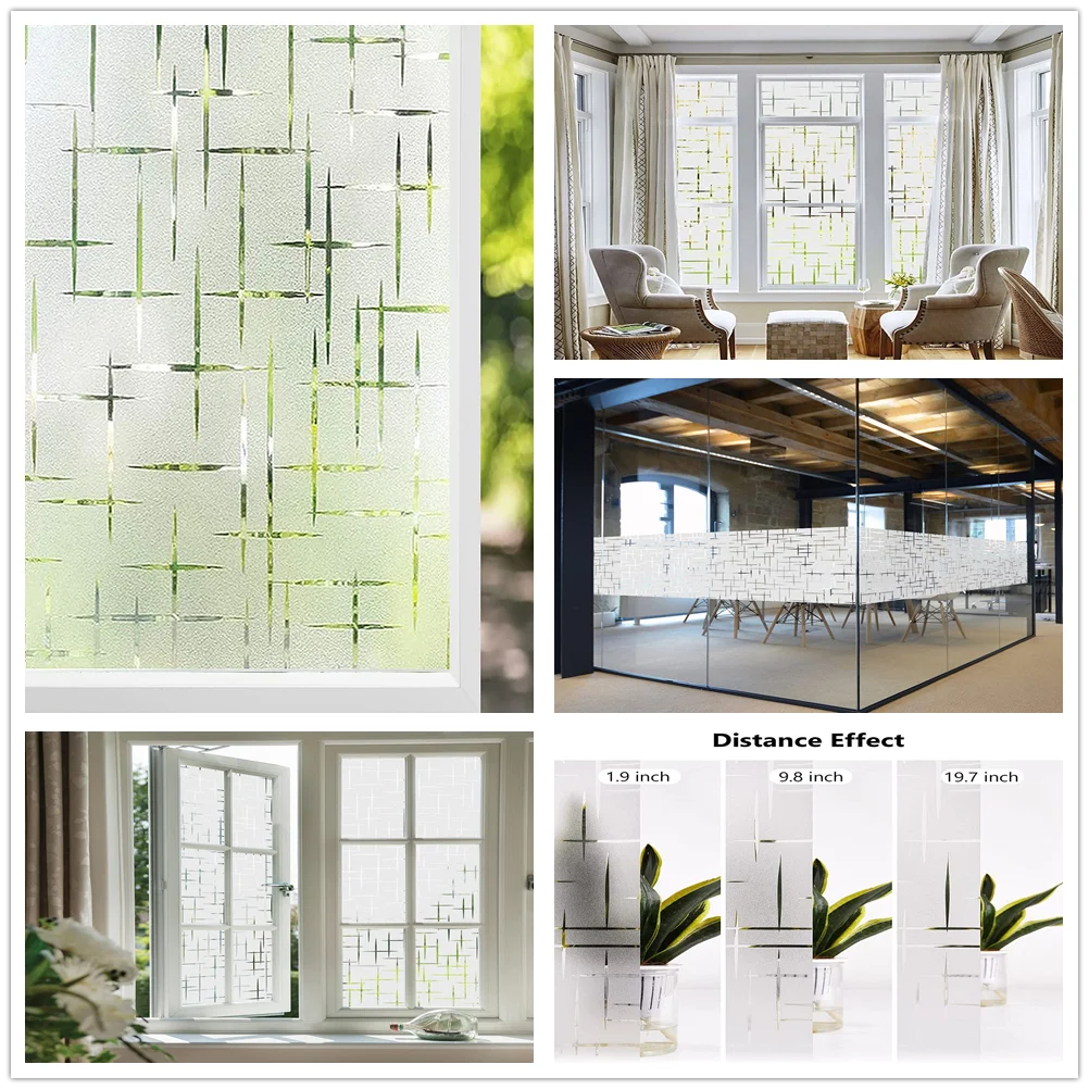 Window Privacy Film 3D Decor Static Cling Heat Blocking Non-Adhesive Removable Anti-UV Glass Sticker Home Office window film window privacy film window tint sticker