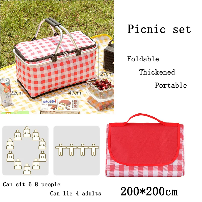 OutdoorPicnicBasketLunchBoxBagInsulatedBasketPortableCamping
