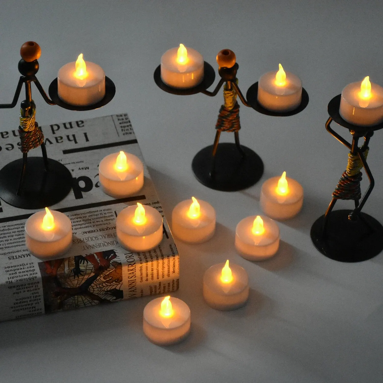 Warm Yellow Flameless LED Tea Light Candles Battery Operated 200+Hours For Votive Aniversary Wedding Decoration 12 Pack flameless candles