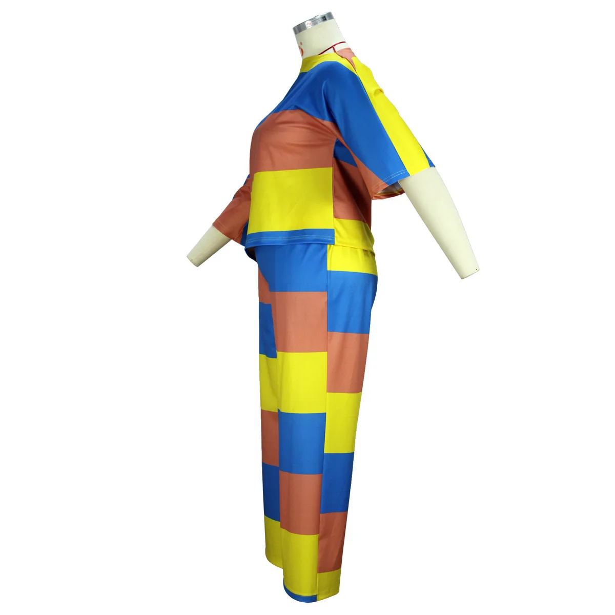 2023 Women's Plus Size Suit Diagonal Shoulder Long Sleeve Top And Loose Wide Leg Pant Outfits Lady Casual Two-Piece Set
