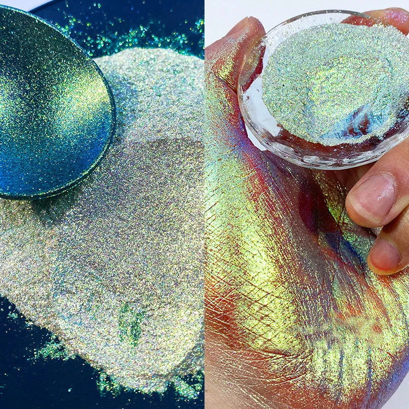 1Jar AURORA Chrome Chameleon Eyeshadow/Nail Art Flakes Peacock Galaxy Flakes Nail Art Mirror Glitter Powder Pigment