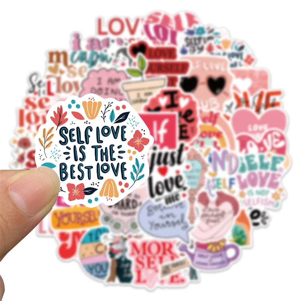 50pcs Aesthetic Motivational Self Love Stickers For Ipad Journal Stationery  Kscraft DIY Pink Power Sticker Scrapbooking