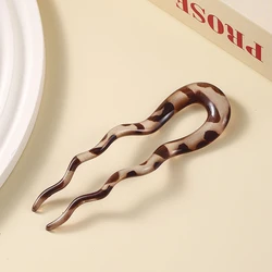 Leopard Acetate Wavy Hair Stick - Vintage Tortoise Hairpin Accessory (4 Leopard grey)
