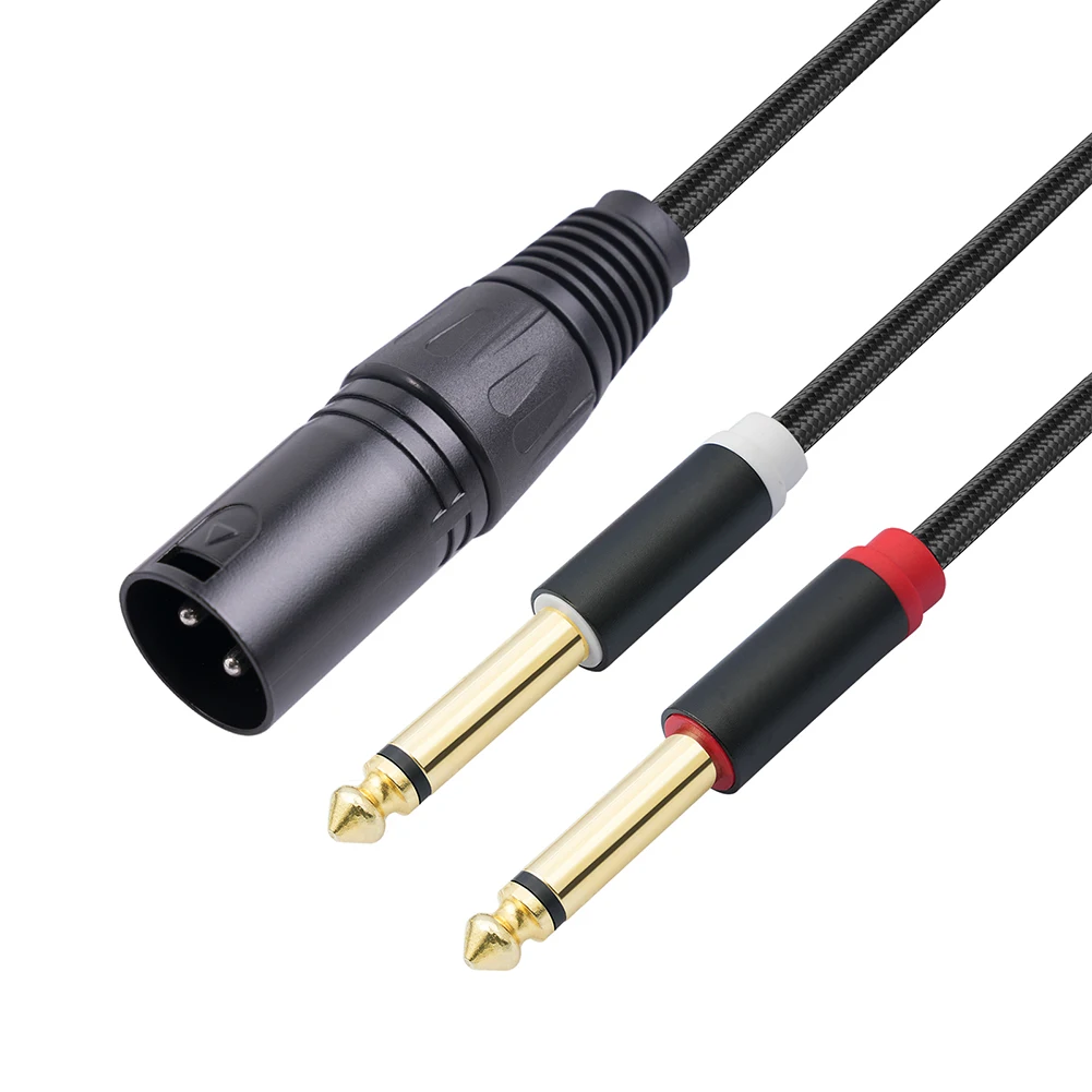 Dual 1/4 Inch to XLR Male Y Splitter Cable - Microphone Audio Converter Adapter