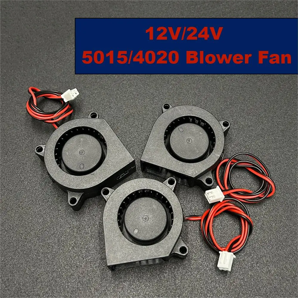 

ES-3D Printer Part 12V/24V 5015/4020 Blower Fan Line length 30CM Turbo Cooling Fan 12v/24v Black Plastic Fans For Extruder Parts