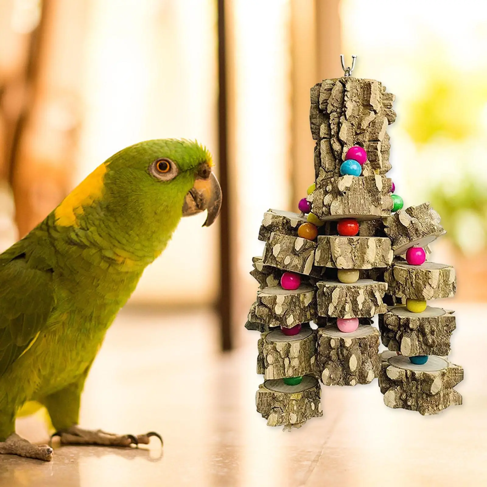 Large Bird Parrot Toy Cage Natural Wooden Blocks Bird Chewing Toy Parrot Cage Bite Macaws Cockatoos Accessoires parrot toy bird toy