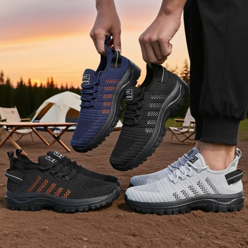 Mesh Men's Sneakers Fashionable Lightweight Breathable Knit Upper Casual Runs Shoes 2025 Stylish Fitness Footwear Designer Shoes