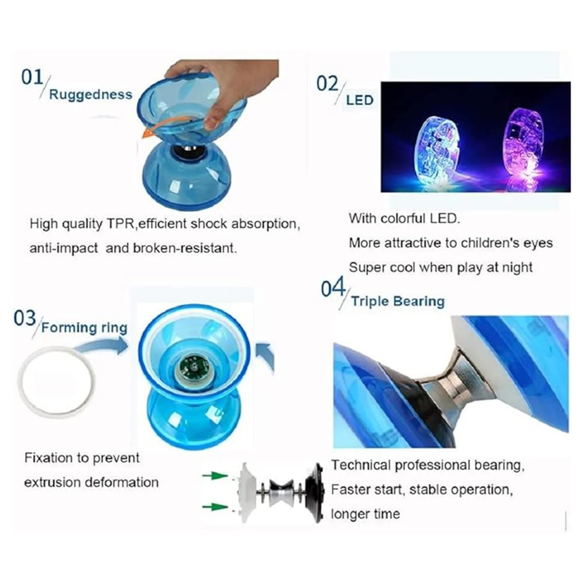 B48B-China Diabolo Suit Three Bearings China Diabolo Toy Luminous Children Pull the Bell.