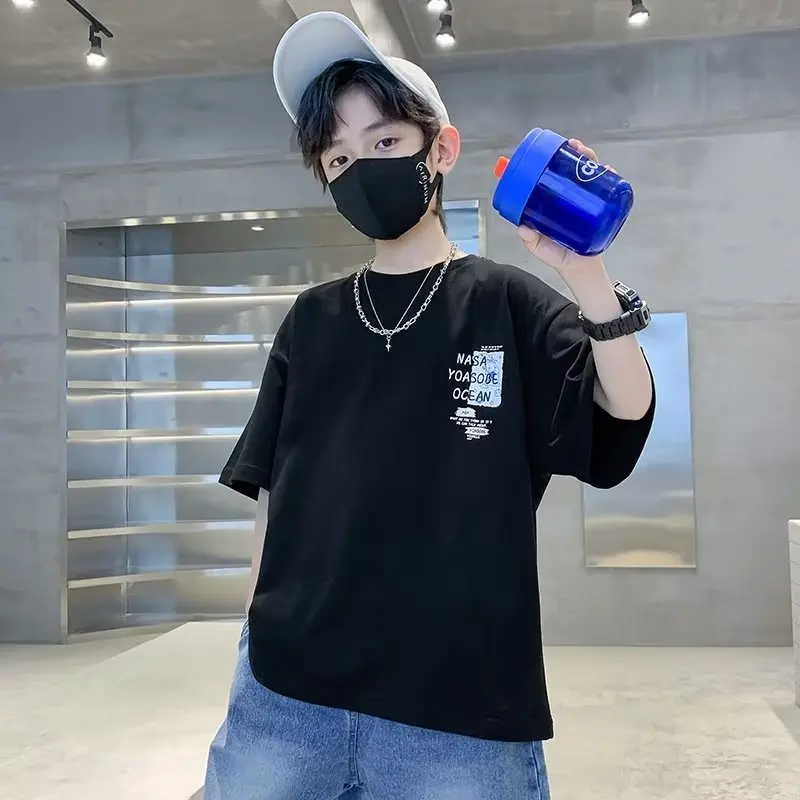 

Summer Trend Unisex Children's Casual New Fashion Lazy Literary T-shirt Short Sleeves Round Neck Harajuku Temperament