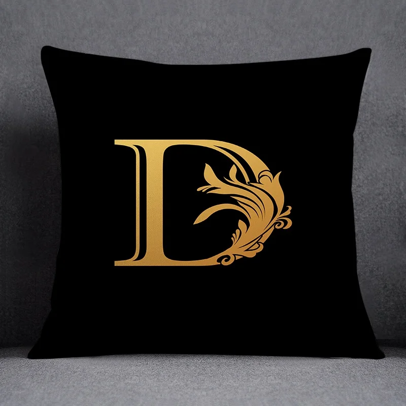 Tyrant gold letter series pattern decorative pillowcase, square  home office decoration (45cm * 45cm)