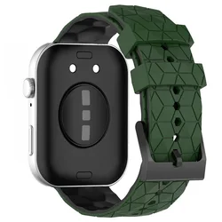 Soft Football Pattern Silicone Strap - Sports Bracelet Wristband Replacement for Huawei Watch Fit 4 (Army green black)