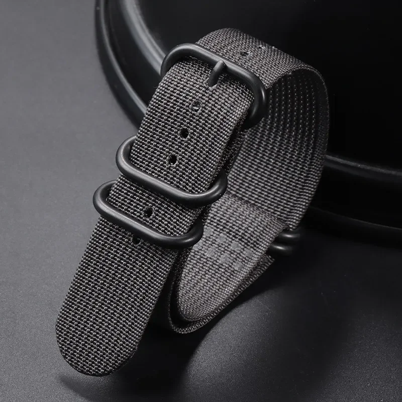 Nylon Braided Watch Bands with 5-Ring Buckle - Woven Canvas Strap Replacement