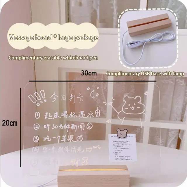 2021 Új Érkezés Usb Akril Napi Pillanatok Photo Memo Üzenőfal Faállvány Tartójával, Lámpa Kreatív Iskolai Levélpapír - Image 4