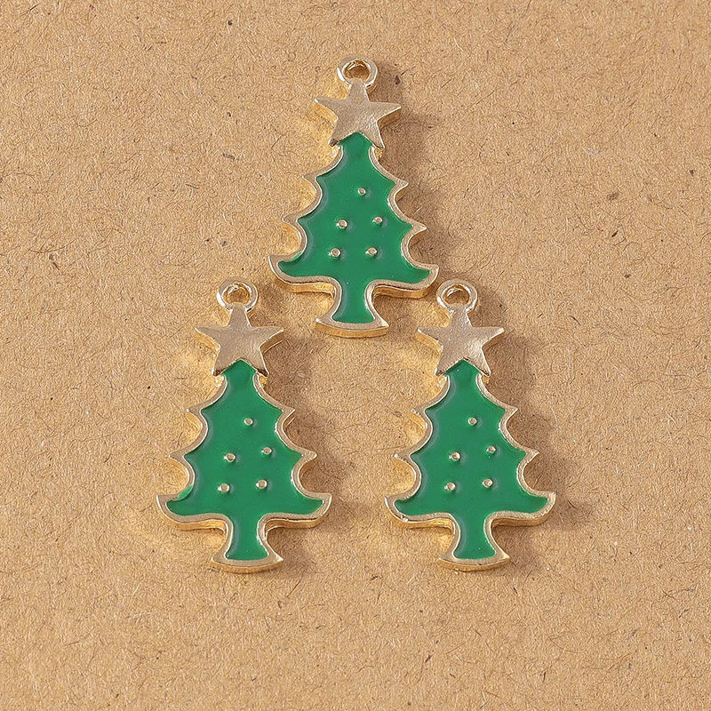 10 Stück Emaille-Weihnachtsbaum-Charm-Anhänger für Halskette, Armband, DIY-Ohrringe, handgefertigte Schmuckherstellung, Zubehör – Detail 30