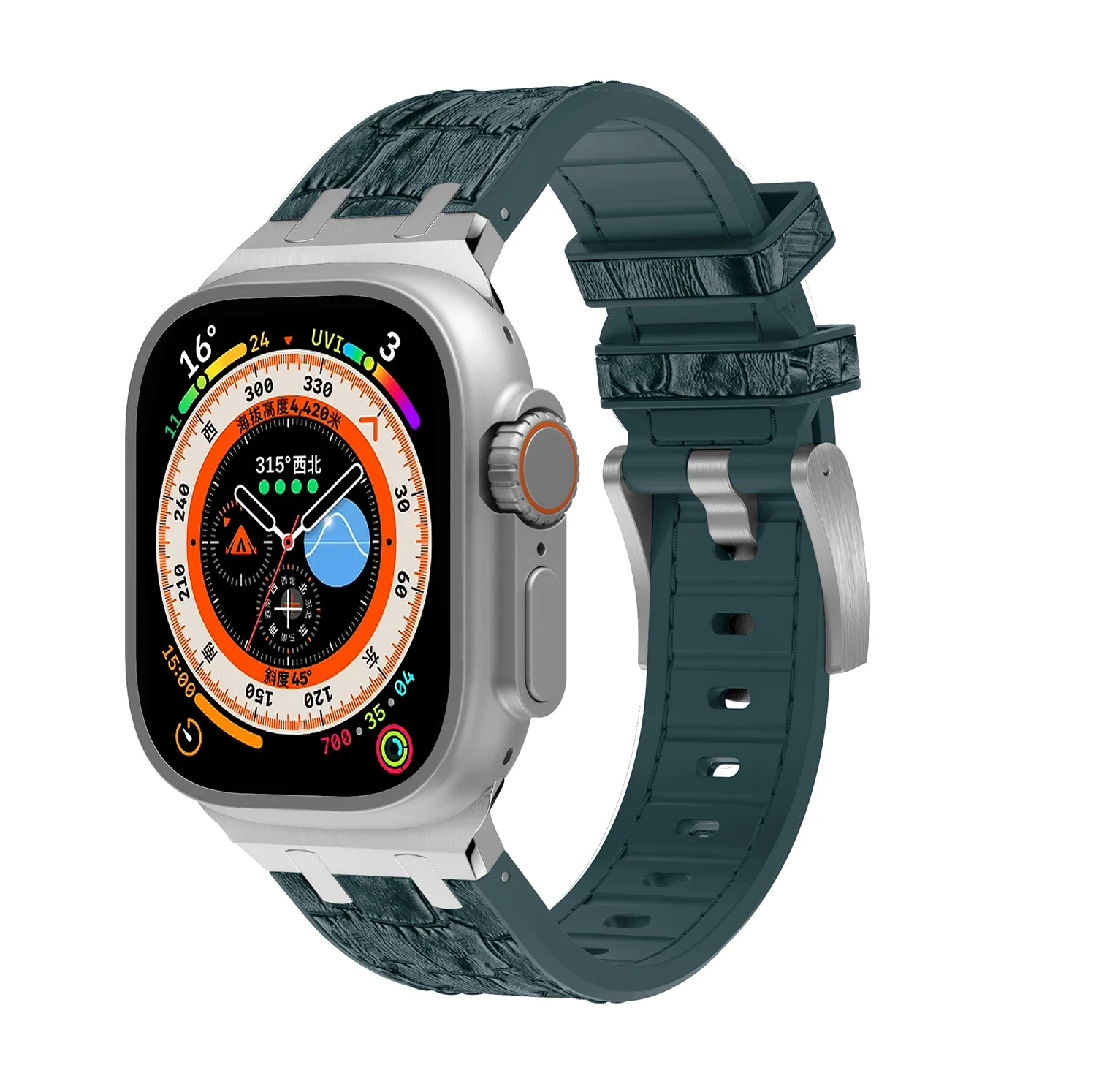 Leather+Silicone Strap for Apple Watch Band 49mm 45mm 41mm 44mm 40mm 42mm 38mm Bracelet Kit iWatch Series 9 8 7 6 5 4 SE 3 Belt