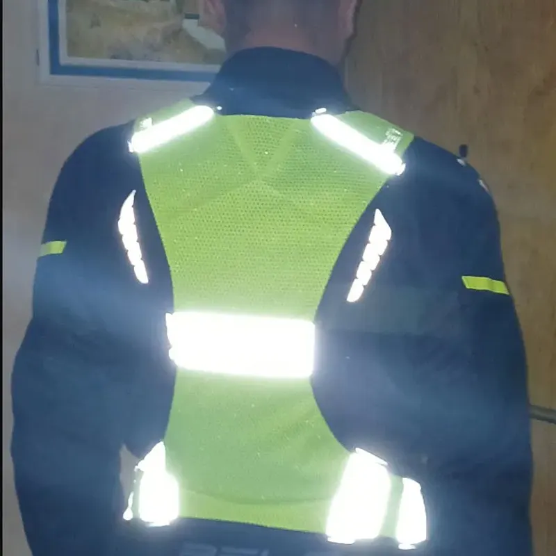 Car Motorcycle Reflective Safety Vests Lightweight Adjustable Elastic Jacket Hi Vis Reflective Strips for Running Cycling
