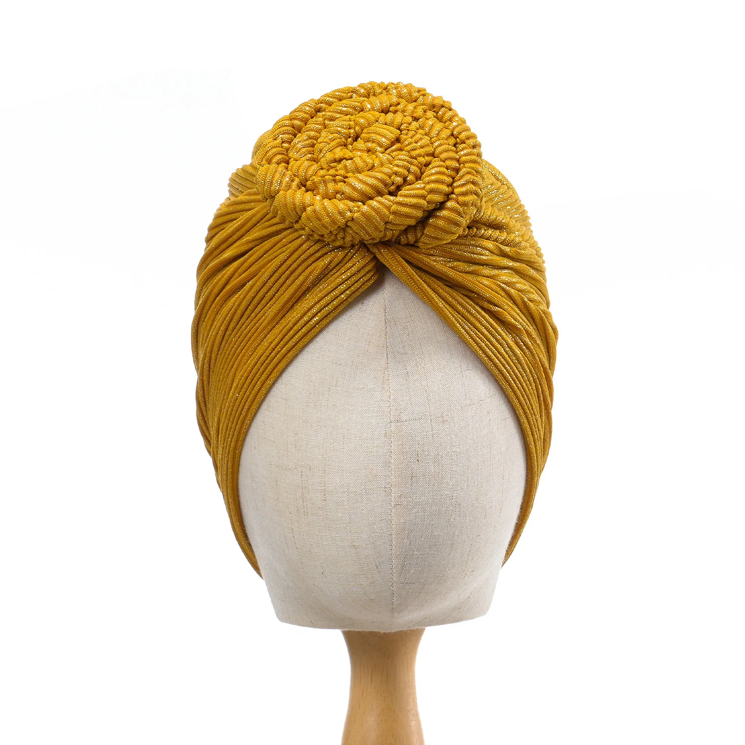 Top Knotted Twisted Muslim Turban Cap Fashion Women Hijab Hats African Head Wraps Female India Hat Hair Loss Chemo Cap 4