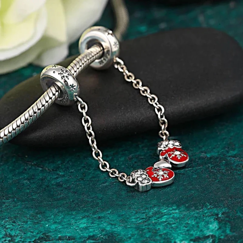 2022 Christmas New 925 Sterling Silver Charm Santa Elk Bells Snowman Pandora Bead fit Original Bracelet For Women DIY Jewelry