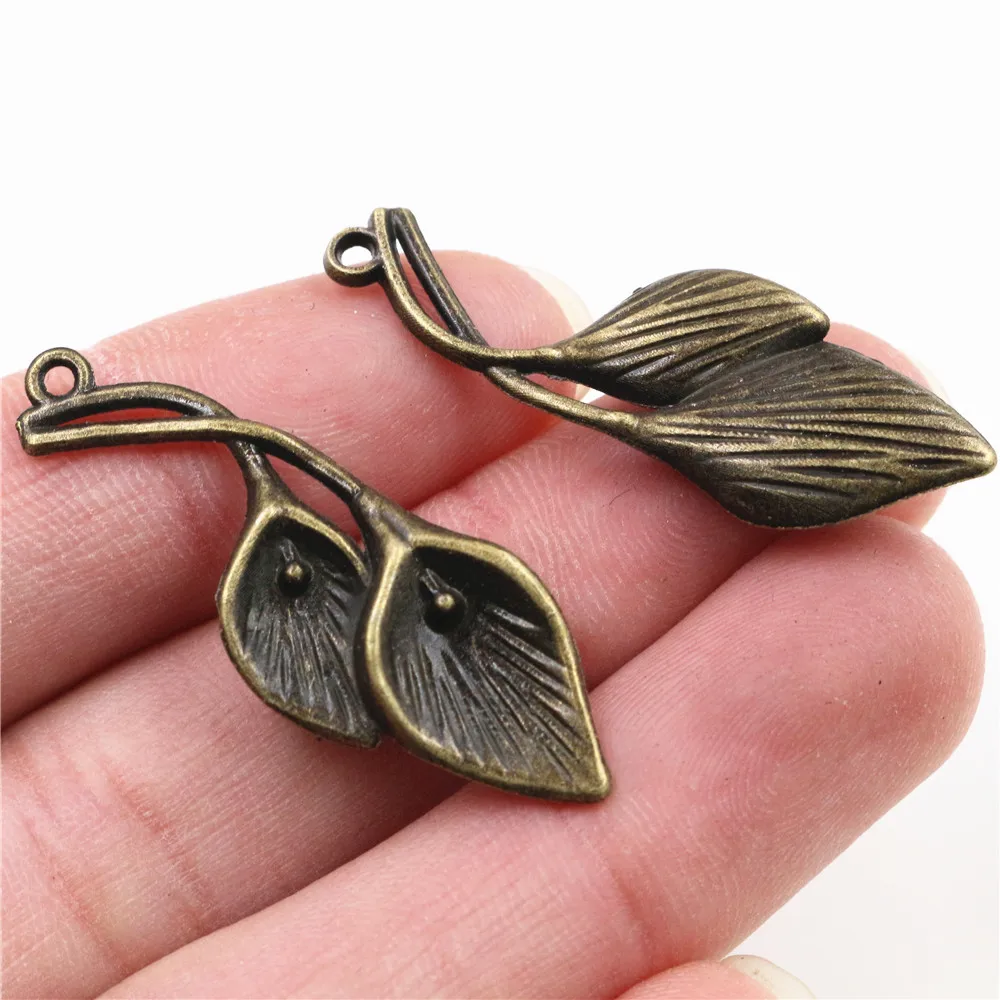 39x13mm 10 stücke Antike Bronze Überzogene Blatt Stil Handgemachte Charme Anhänger: DIY für armband necklace-P4-06