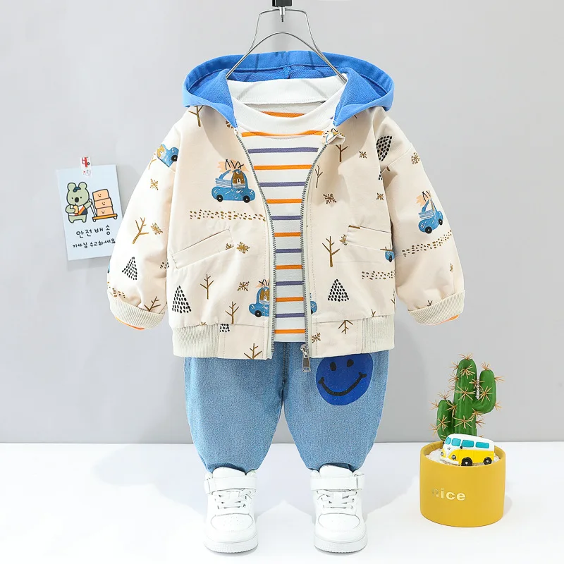 Spring and autumn children's infant suit boys and girls children's letter printed long sleeve zipper jacket trousers set baby outfits children tracksuit