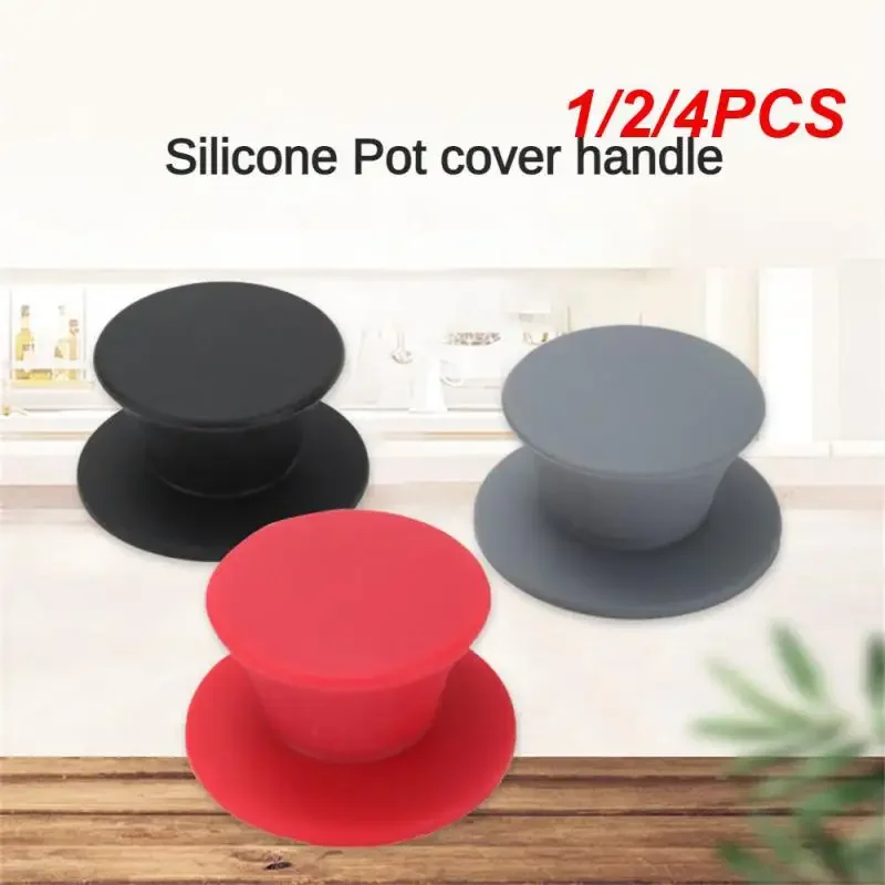 Pot Lid Knob Silicone Universal Pot Handle Replacement 1/2/4PCS for Pan Lid Black