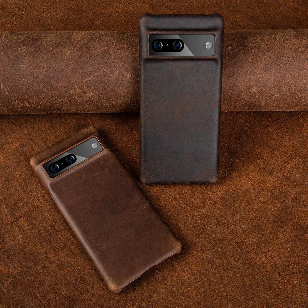 ZWW Crazy House Genuine Leather Vintage Aesthetic Phone Case