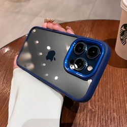 Premium Transparent Shockproof Case with Soft Bumper and Metal Camera Protector - iPhone 13 (Dark blue)