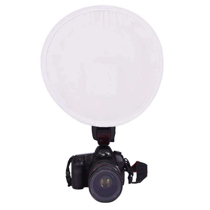 30CM Portable Dual Purpose 2 in 1 Gray Card Diffuser+ Softbox Round On-camera Speedlite Flash Light White Balance Soft Box