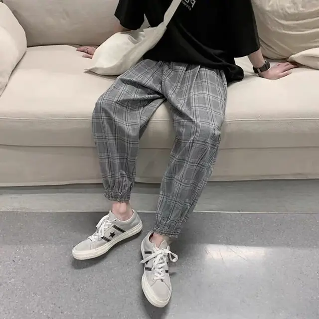 Plaid Pants Casual Trousers 25