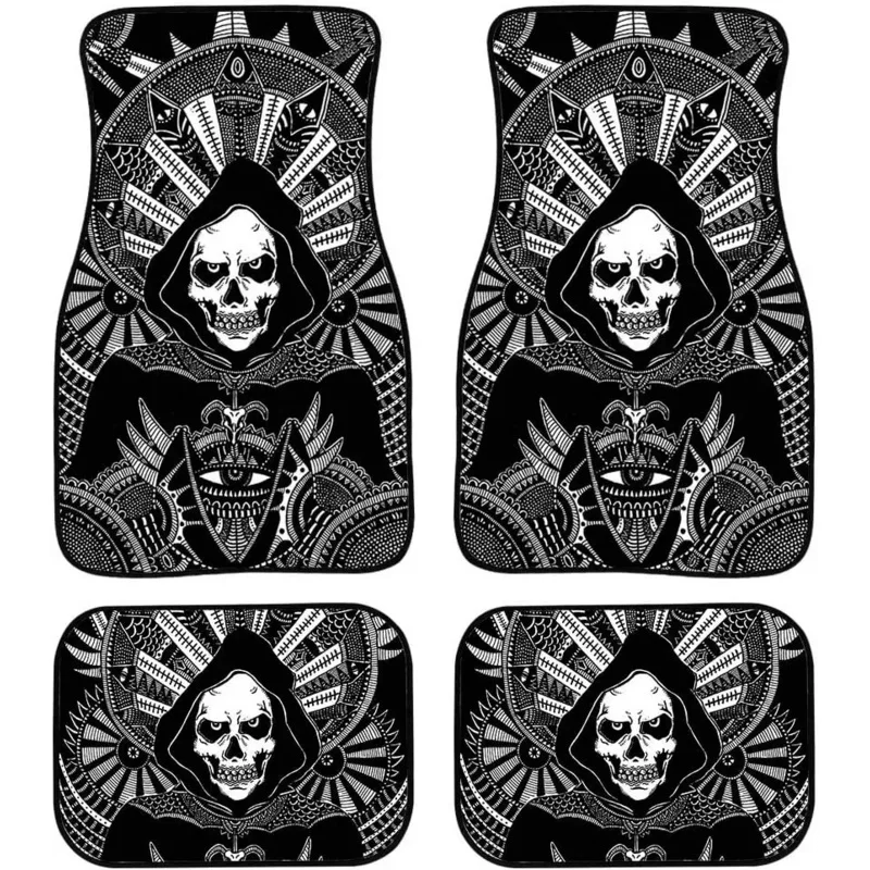 

Car Floor Mats Gothic Cool Skeleton Skull Full Set of 4 Premium Car Front Rear Carpet Floor Mat for Universal Cars Trucks