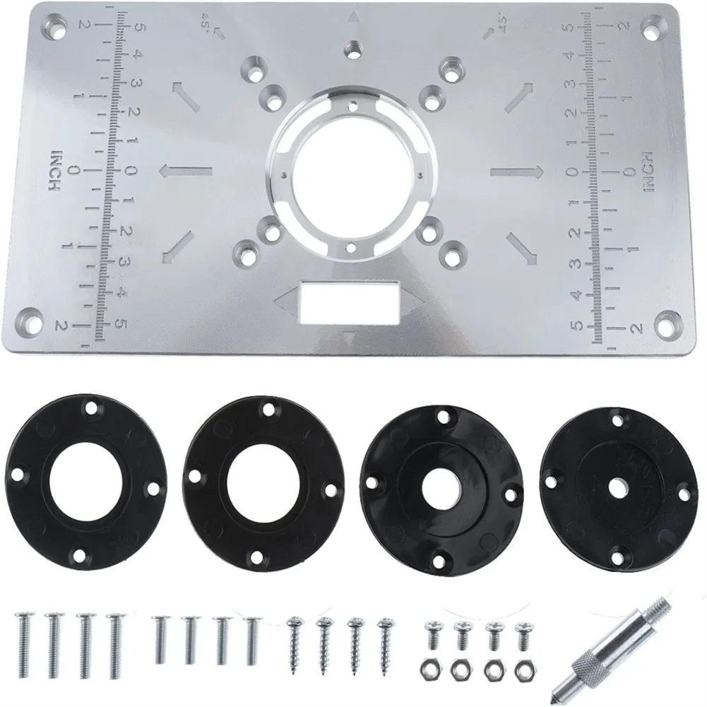 Router Table Insert Plate, Woodworking Benches Router Trimmer Models With 4 Rings High Accuracy Engraving Machine For Industrial 8 poles mercury slip rings transmitting signal and power mercury contact max 200rpm speed in resistors cutting machine