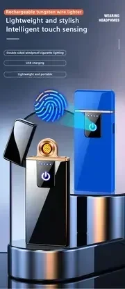 Description Picture 2 of item2024 Hot Portable USB Electric Windproof Plastic Lighters ，Rechargeable Touch Sensor Cigarette Accessories For Men's Gift