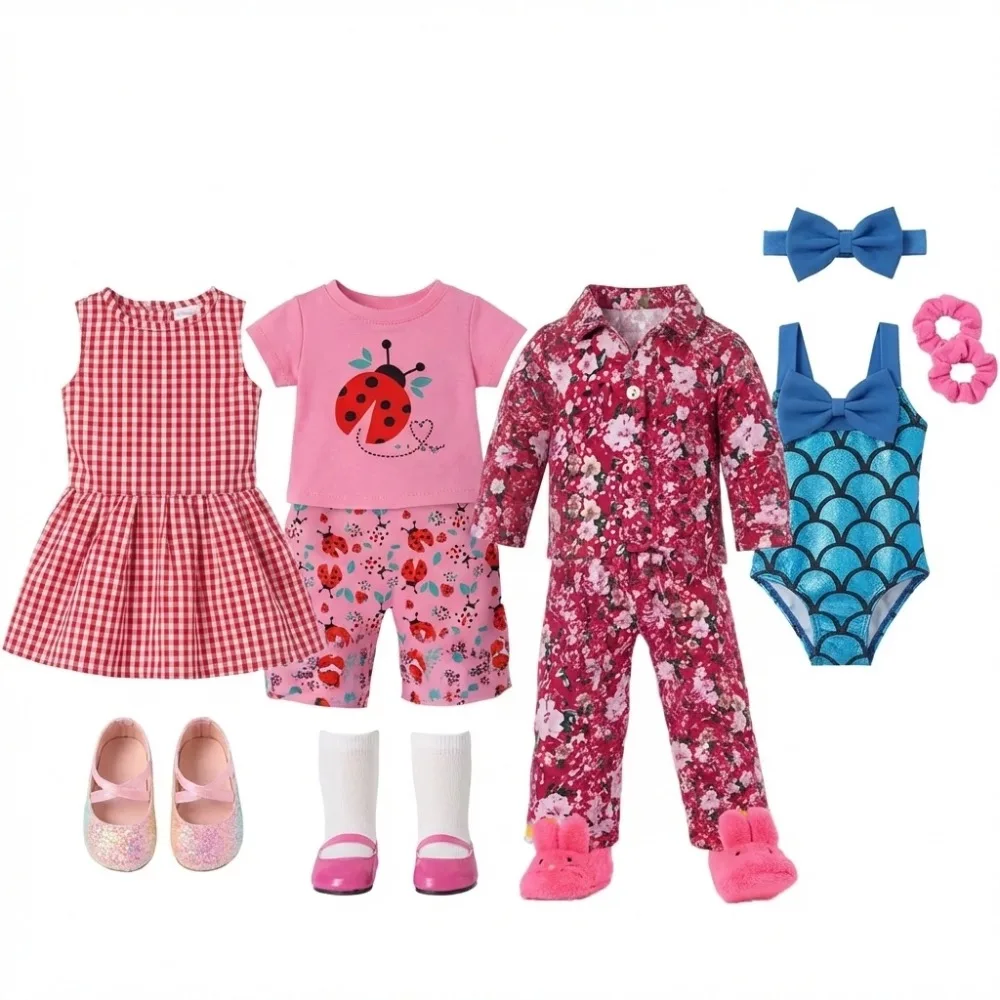 4PCS Our Generation Doll Clothes Pajamas Outfits Trousers Jump Suits Romper Sequins Fashion Doll Accessories Baby Doll Toys