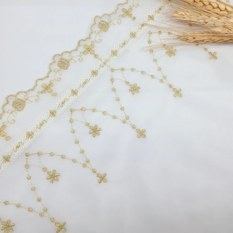 

20 ярдов, аксессуары для одежды ручной работы «сделай сам», шторы из кружевной ткани с цветочной вышивкой, Золотая кружевная отделка для дивана, свадебное платье