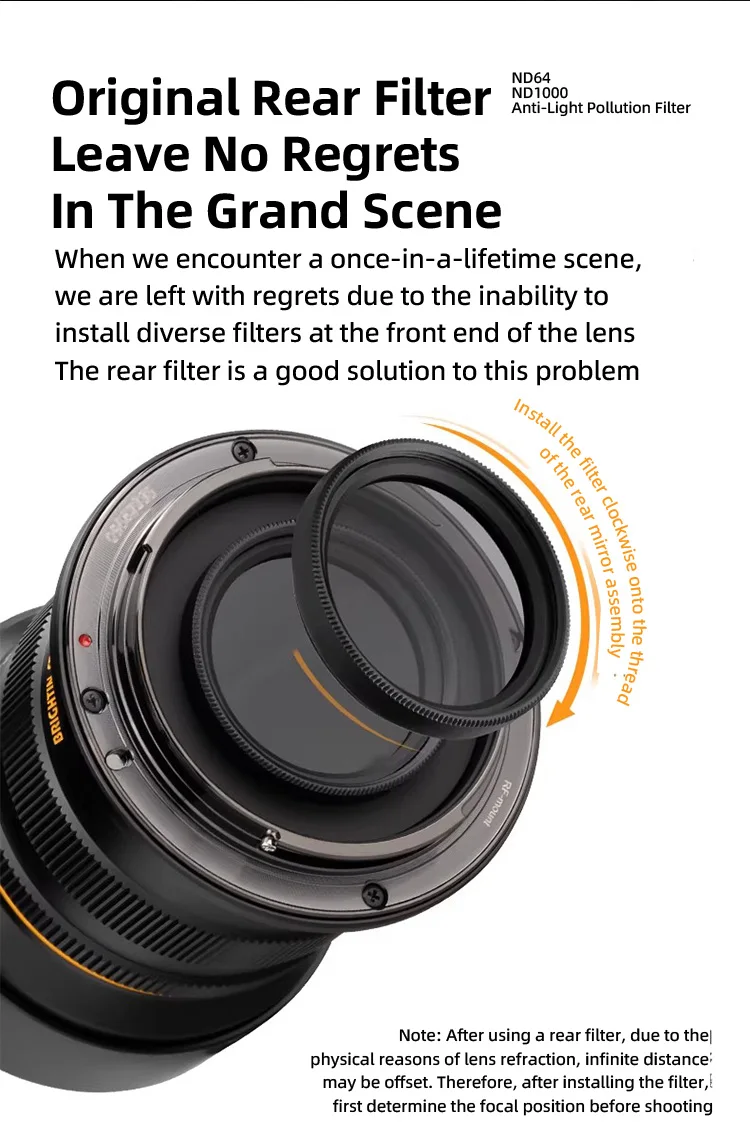 Brightin Star ND1000 Hinterfilter mit Gewinde, Neutraldichte-Spiegelfilter zur Lichtreduzierung für 9mm F5.6, 12mm F2.8, 34mm Größe – Detail 3