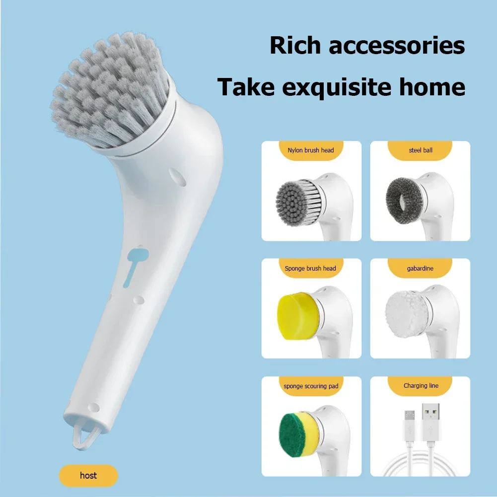 Wireless Household Electric Cleaning Brush 5-in-1Multifunctional USb Charging Bathroom Kitchen Cleaning Tool Supplies Wash Brush electric cleaning brush
