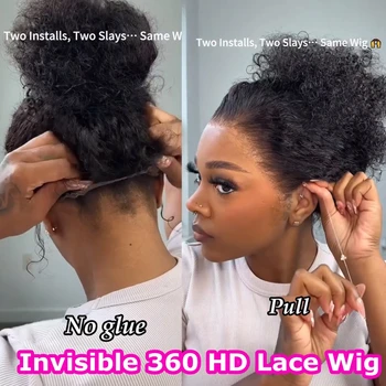 360 Full HD Lace Wig Human Hair Melt Skin Pre Plucked Highlight Deep Curly Frontal Wig Invisible Drawstring 13X4 Lace Front Wig