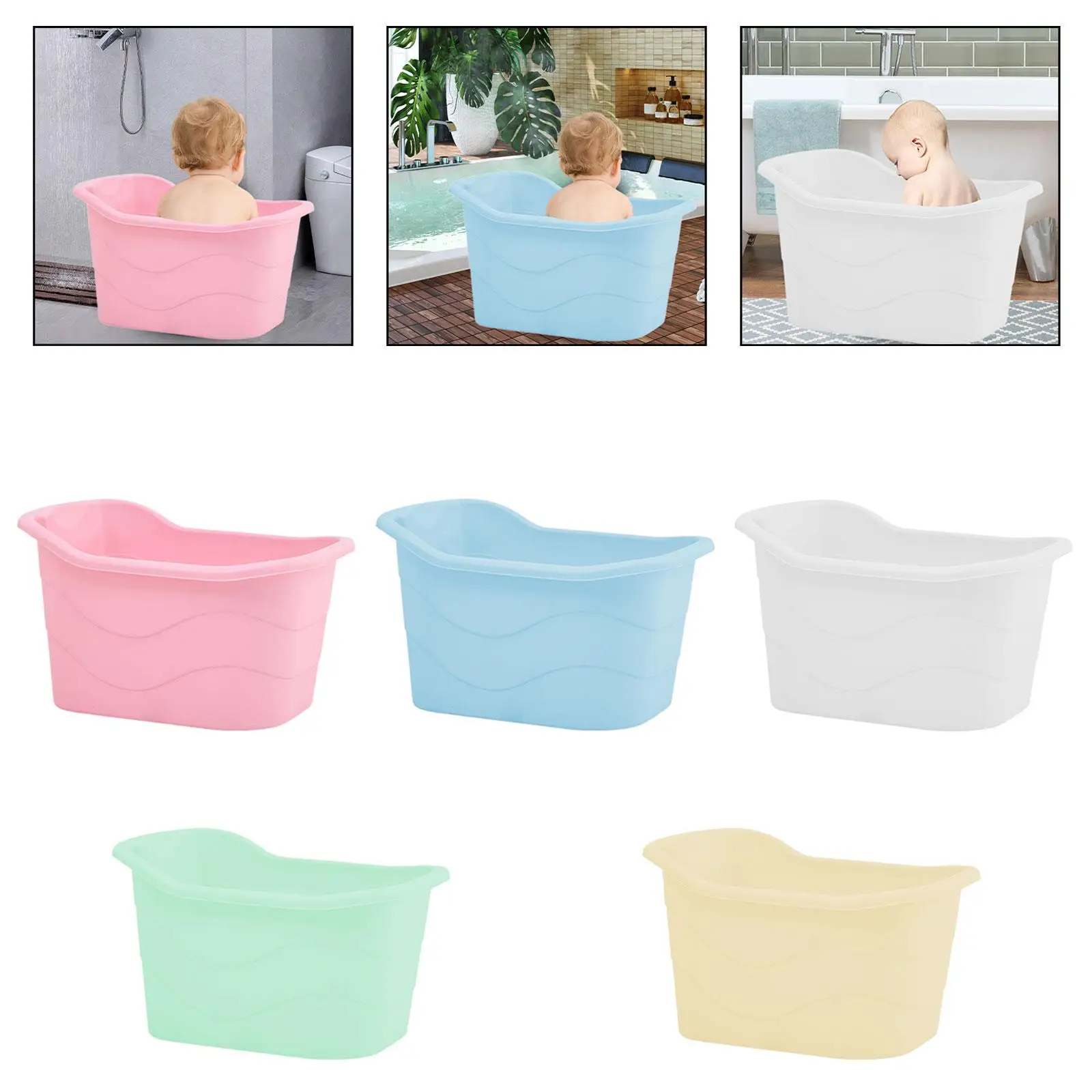 Baby Tub Bucket Side Drainage Hole with Support Seat Shower Basin Baby Bath Tub Bathroom Accessories for Kids Toddlers Newborn