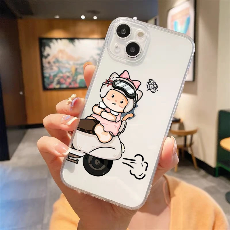 Charming Cartoon Couple Clear Luxury Phone Case