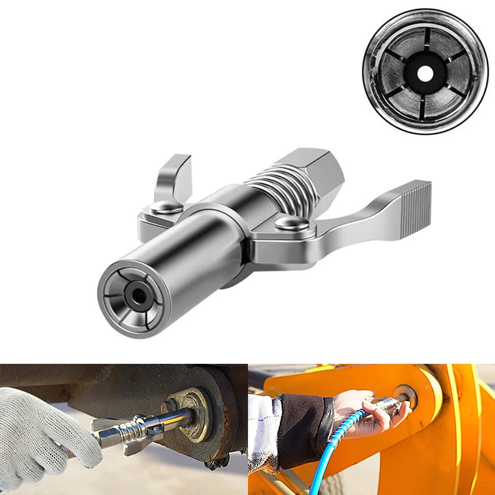 

Grease Gun Tip High Pressure Lock Clamp Grease Gun Coupler 10000 PSI NPTI/8 High Pressure Grease Nozzle Oil Pump Auto Syringe