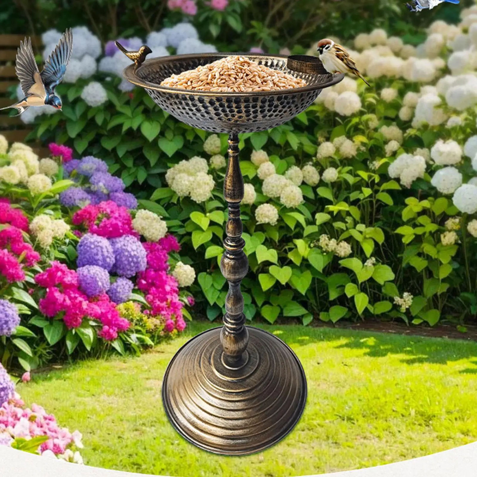 Garden Bird Bath Yard Decor Round Base Design Birdfeeder for Lawn Yards Outdoors Garden Bird Bath Yard Decor Round Base Design Birdfeeder for Lawn Yards Outdoors