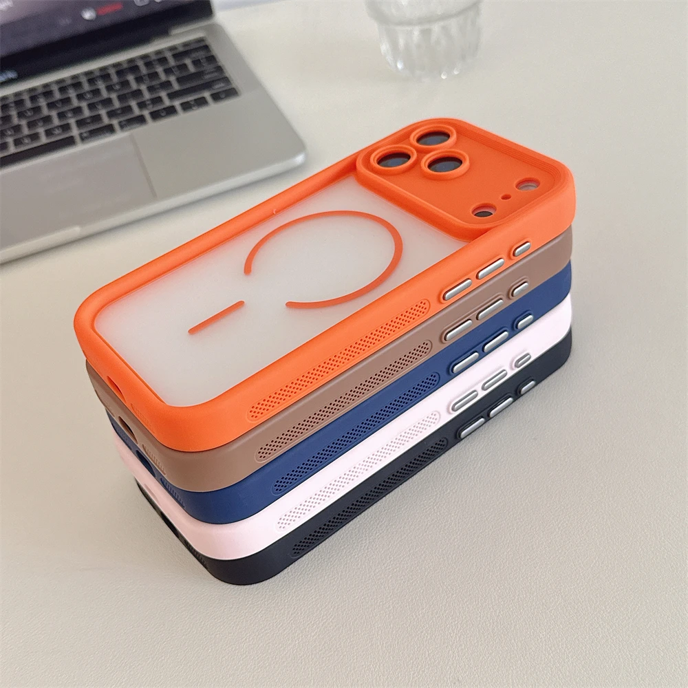 Luxury Matte Clear Magnetic Phone Case with Heat Dissipation Frame