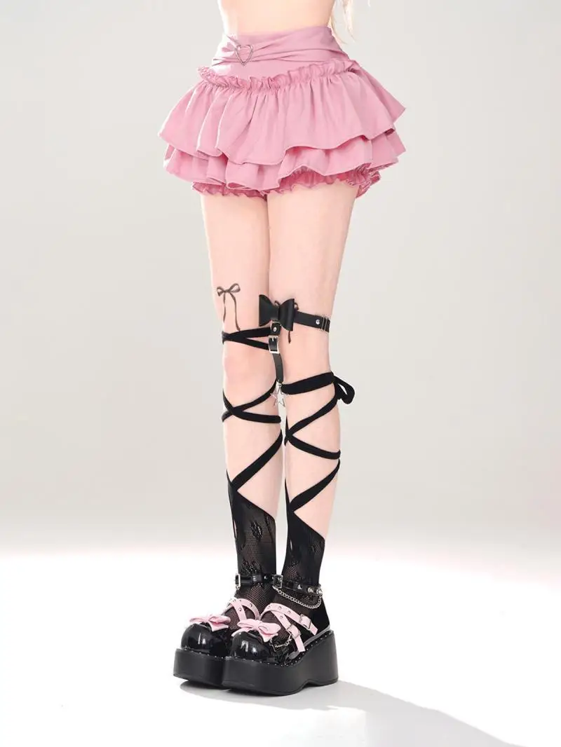 2024 Japanese Style Kawaii Mini Skirt Woman Summer Lolita Y2k High Waist Sweet Skirt Hot Girls Korean Style Safety Short Skirt